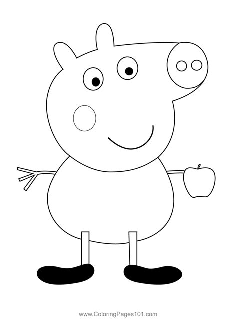 Peppa Pig George Eating Coloring Page for Kids - Free Peppa Pig ...