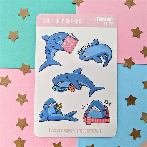 Cute Sharks Sticker Sheet Blahaj Style Stickers Blahaj Shark - Etsy