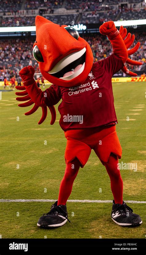 East Rutherford, NJ - July 25, 2018: Mighty Red mascot of Liverpool FC ...