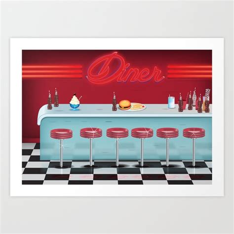 Classic All American Diner Art Print by Nick's Emporium | Society6