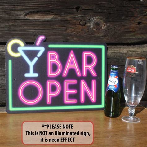 JAF Graphics. Bar Open Sign - Neon Effect