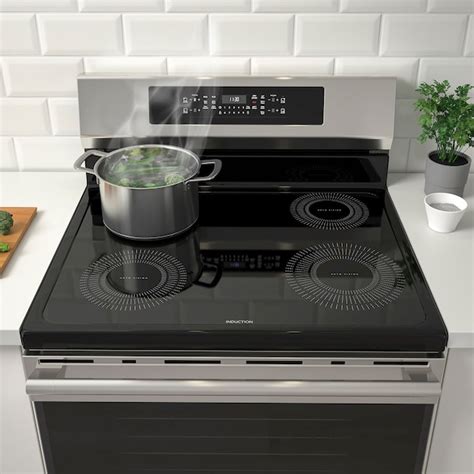 TVÄRSÄKER range with induction cooktop, Stainless steel - IKEA