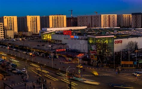 Traffic Light Trails on Iuliu Maniu Boulevard in Bucharest Editorial ...