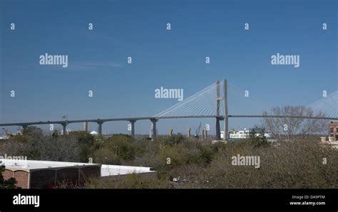 Talmadge Memorial suspension bridge spanning the Savannah River in ...