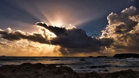 Clouds Sun Rays Passing Ocean 5k Wallpaper,HD Nature Wallpapers,4k Wallpapers,Images,Backgrounds ...