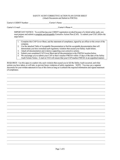 Fmcsa Corrective Action Plan Template - Fill Online, Printable ...