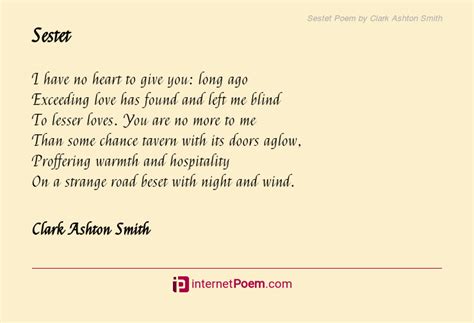 Sestet Poem by Clark Ashton Smith