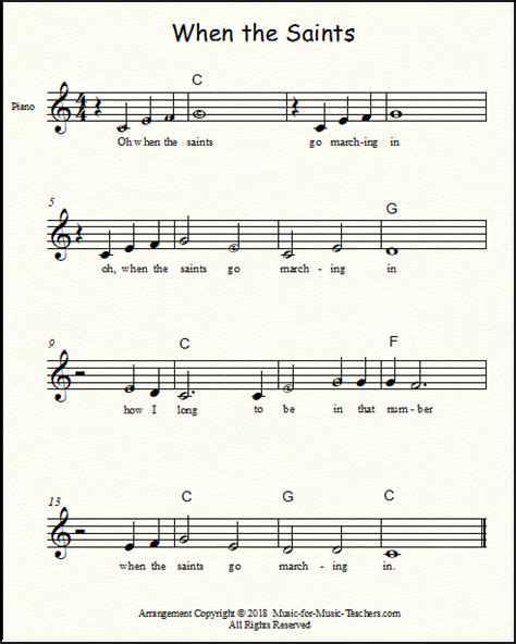 When The Saints Go Marching In Chords Pdf - Sheet and Chords Collection