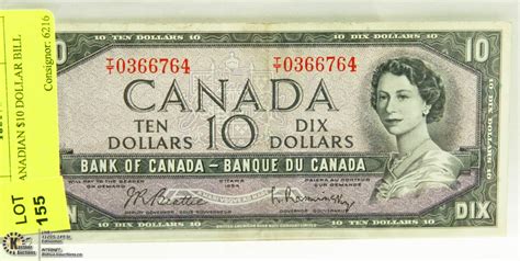 1954 CANADIAN $10 DOLLAR BILL