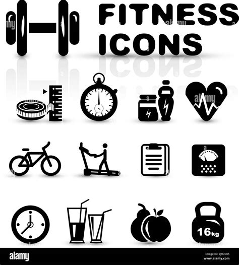 Black fitness icon set isolated on white Stock Vector Image & Art - Alamy