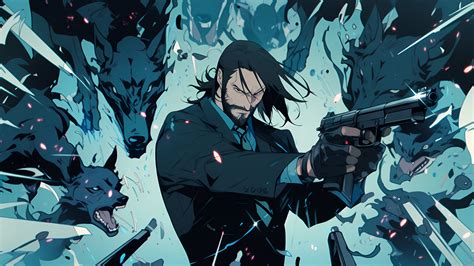 1920x1080 Resolution John Wick Anime-Style Action 1080P Laptop Full HD Wallpaper - Wallpapers Den