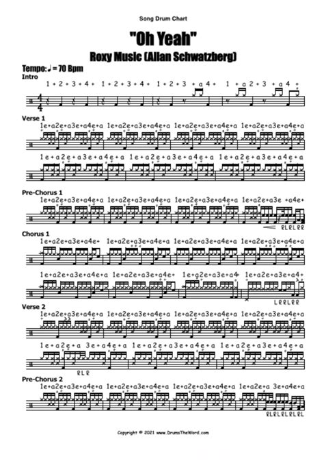 “Oh Yeah” (Roxy Music) FULL-SONG LESSON – Free Video Drum Lesson & Sheet Music (Allan ...