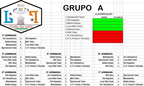 Liga Lausanne: CALENDÁRIO DE JOGOS - Taça da Liga Lausanne