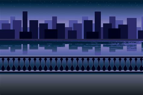 Vector night landscape city, town with river and embankment. Cartoon background 25770851 Vector ...