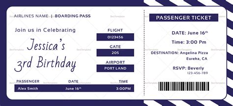 Printable Boarding Pass Invitation Template - Printable Templates Free