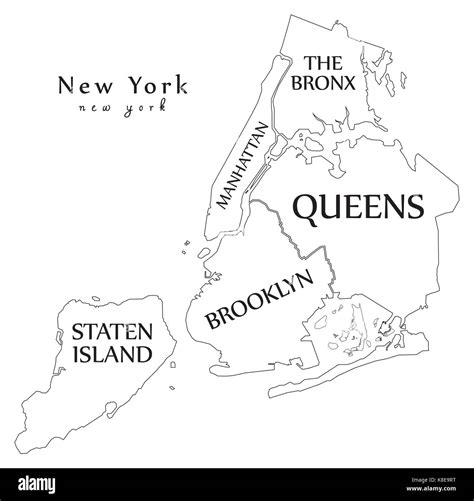 Modern City Map - New York city of the USA with boroughs and titles Stock Vector Art ...