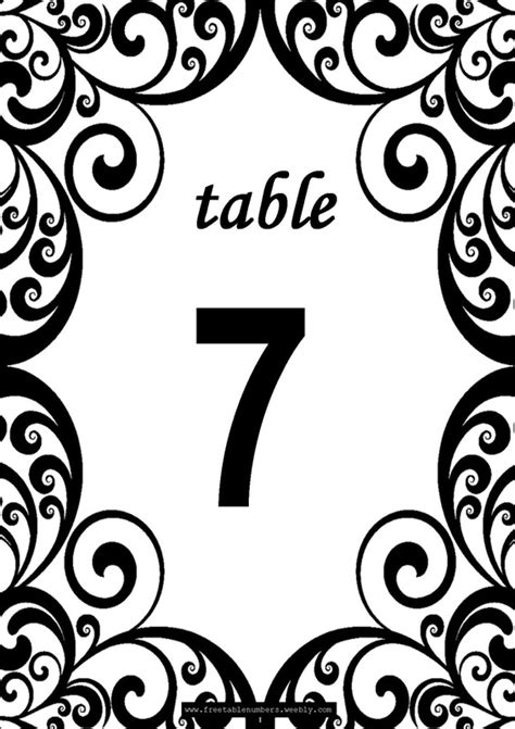 Free Swirls printable DIY Table Numbers - Free Table Numbers