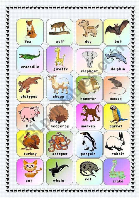 Guess the animal - board game (editable) | Board games, Animal games, Vocabulary worksheets