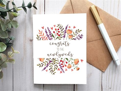 Congrats to the Newlyweds Card, Printable Card, Digital Card, Greeting Card, Wedding Card ...