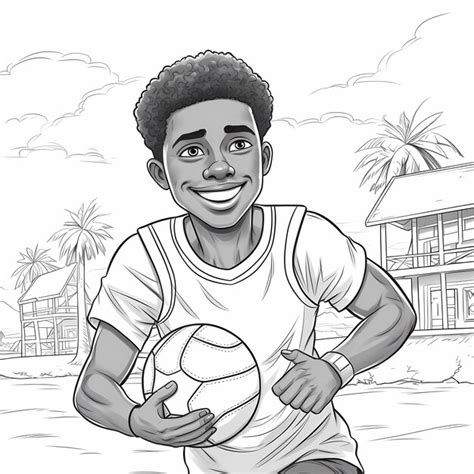 Premium Photo | Sports Star Coloring Pages Kids AfricanAmerican Teen Boy Playing Volleyball