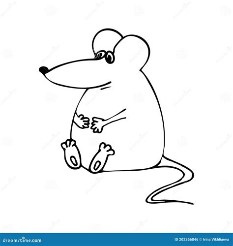 Hand-drawn Fat Mouse Side View. Doodle Vector Isolated on a White Background Stock Illustration ...