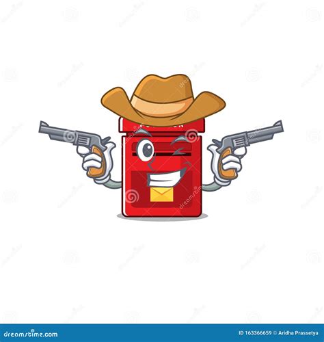 Cowboy Happy Mailbox in with Cartoon Cute Stock Vector - Illustration ...