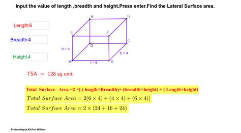 Digital worksheet for Total surface Area of a Cuboid – GeoGebra