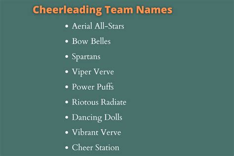 750 Cheerleading Team Names Ideas and Suggestions