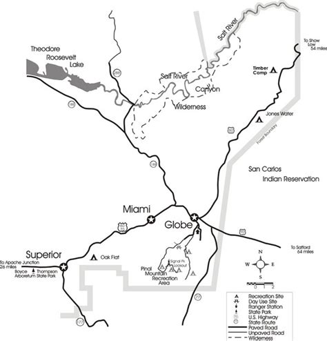 Theodore Roosevelt Lake Recreation Sites Map - Tonto National Forest AZ ...