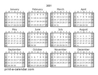 Download 3001 Printable Calendars