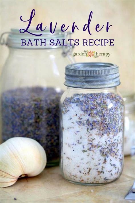 Easy Homemade Lavender Bath Salts Recipe. In vintage Mason jars, bath salts look beautiful on ...