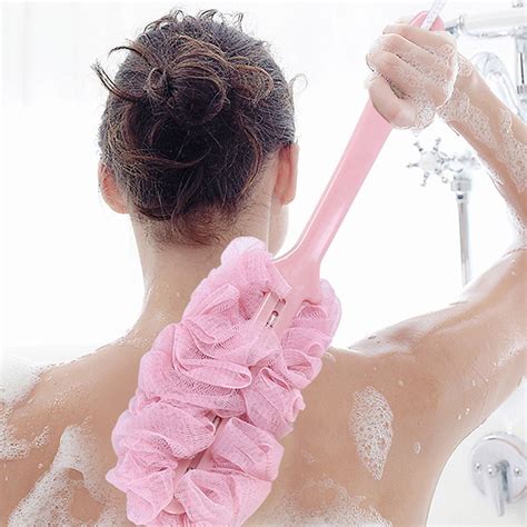 New Long Handle Hanging Soft Mesh Back Body Bath Shower Scrubber Brush ...