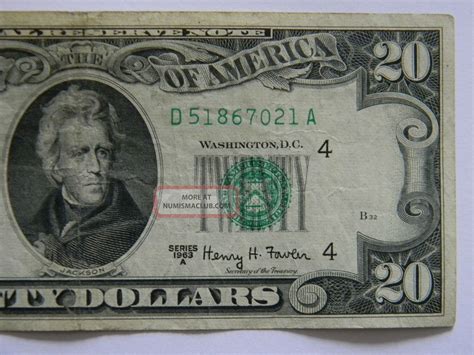 1963a Twenty Dollar $20 Federal Reserve D Series Note