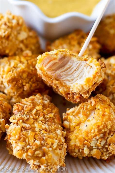 Pretzel Crusted Chicken Bites - Sally's Baking Addiction