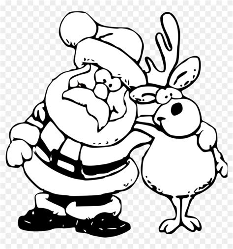 Christmas Black And White Reindeer Christmas Clipart - Funny Christmas Coloring Pages - PNG ...