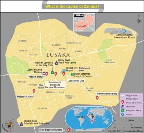 Map of Lusaka city, the capital of Zambia - Answers