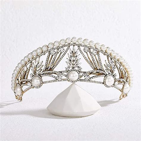 Isolde Pearl & Crystal Tiara Art Deco Wedding Crown Crystal Pearl Princess Crown Renaissance ...