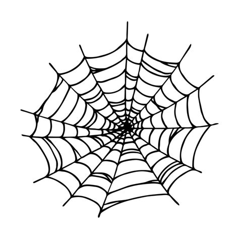 Simple hand drawn spider web illustration. Cute gossamer clipart. Halloween doodle for print ...