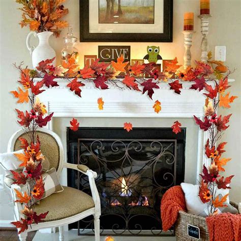 1.7M Fall Maple Leaves Lighted Garland Decor- Thanksgiving String Lights Decorations Autumn ...
