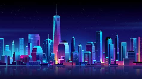 HD wallpaper: new york, city, minimalism, lights, hd, skycrapper, 4k ...