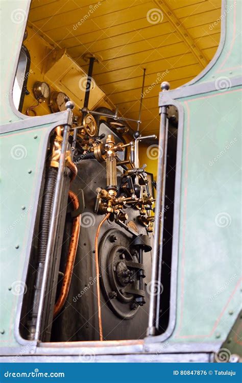 Controls of a Steam Locomotive, Boiler and Gauges Stock Photo - Image ...