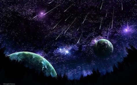 dark-forest-landscape-galaxy-wallpaper-hd-sky-full-of-stars-shooting-stars-two-planets | Cool ...