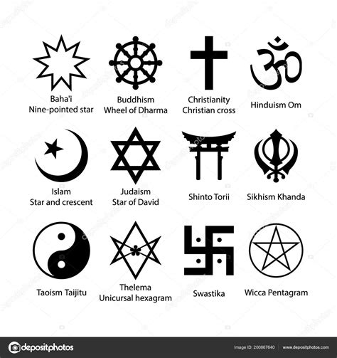 Religious Symbols Set Religion Signs Simple Black Icon Set Stock Vector by ©tsvetinaiv 200867640