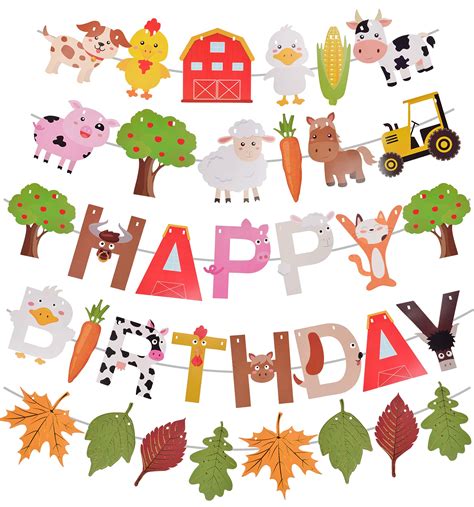 Buy Farm Animals Birthday Banner, Farm Animals Party Favor, Farm Animals Party Supplies for ...