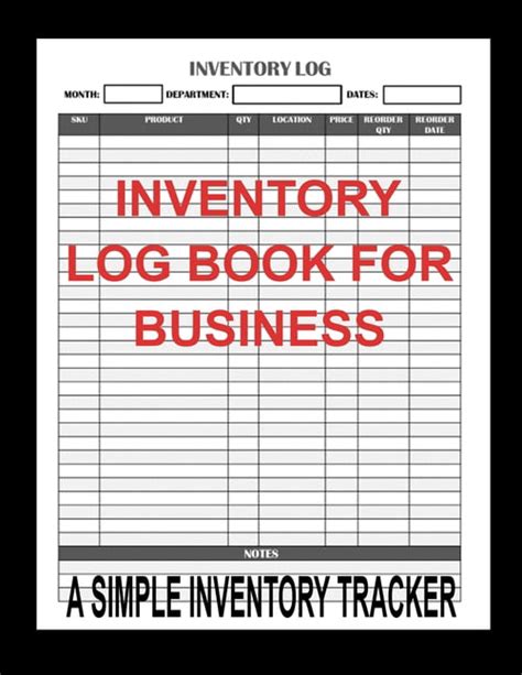 Inventory Log Book for Business: 8.5" x 11" Simple Inventory Tracker for Small Retail Sales ...