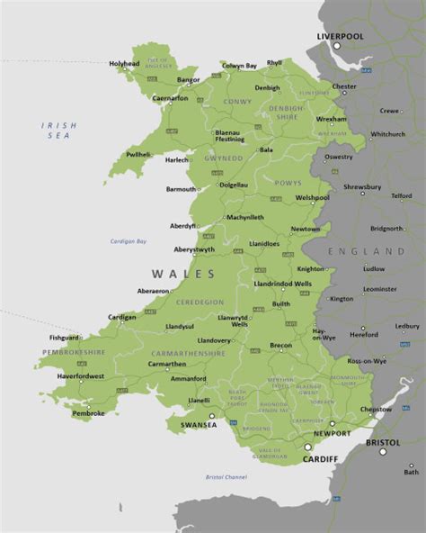 Political map of Wales - royalty free editable vector map - Maproom