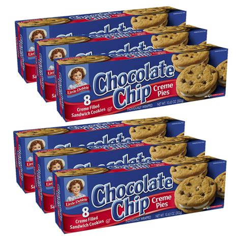 Little Debbie Chocolate Chip Creme Pies, 6 Boxes of 48 Individually Wrapped Chocolate Chip Pies ...