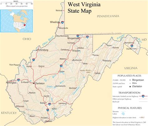 ♥ West Virginia State Map - A large detailed map of West Virginia State USA