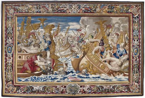 File:Tapestry showing the Sea Battle between the Fleets of Constantine ...