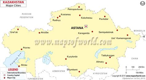 Kazakhstan Cities Map, Major Cities in Kazakhstan